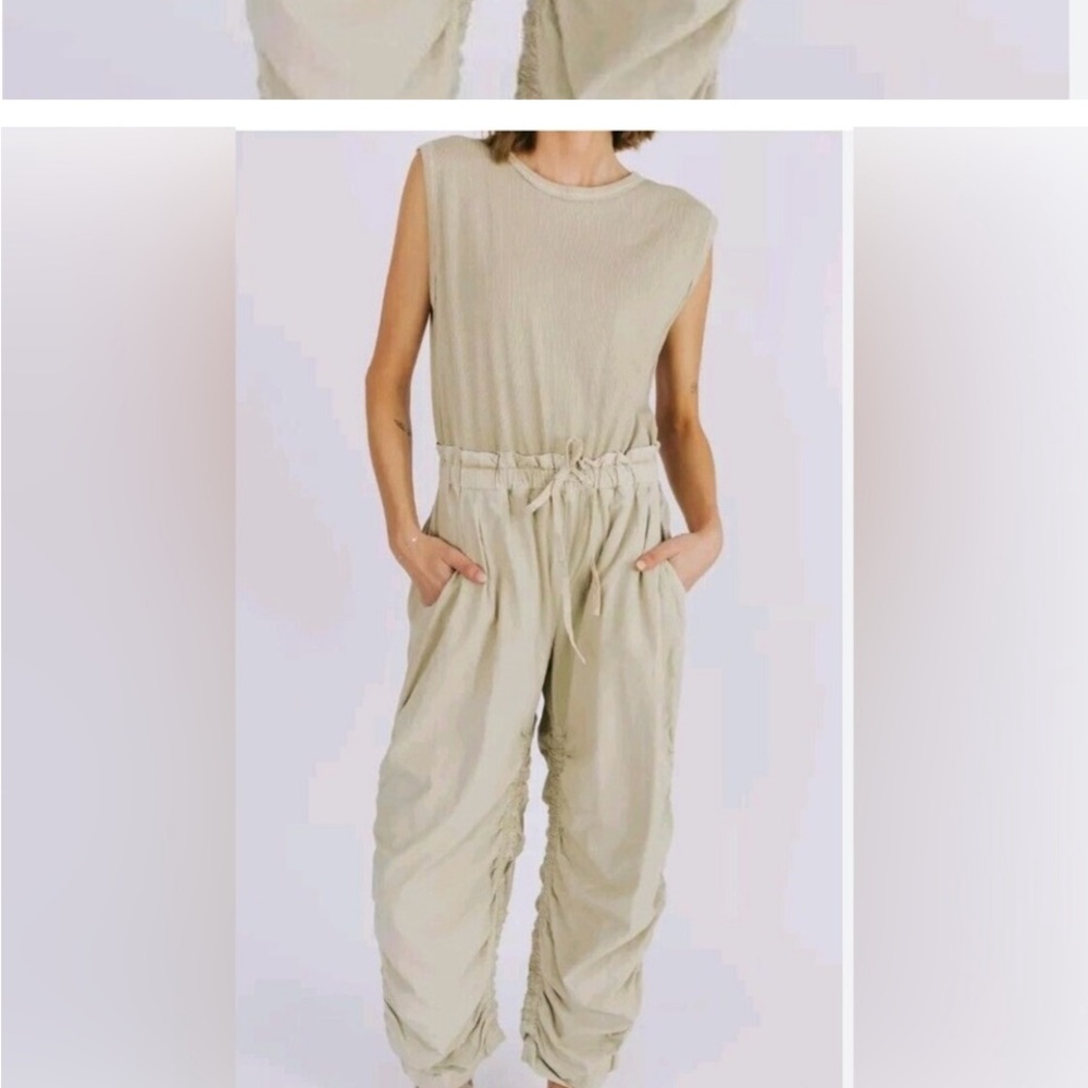 Free People Cream/tan Sleeveless Jumpsuit with Tapered Legs. New with tags